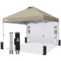 CROWN SHADES Canopy Tent 10x10 Pop Up Canopy Outdoor Shade with Pockets Sidewall, Easy Up Sun Shelter with One Person Set Up Center Lock, Portable Instant Camping Beach Canopy Tents, Beige - color: Beige