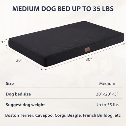 BFPETHOME Outdoor Dog Beds for Large Dogs, Waterproof Dog Bed for Medium, Large, Extra Large Dogs, Orthopedic Pet Bed with Removable Washable Cover, Egg Crate Foam Pet Bed Mat. (30 x 20in, Black) - color: Black, size: 30.0"l X 20.0"w X 3.0"th
