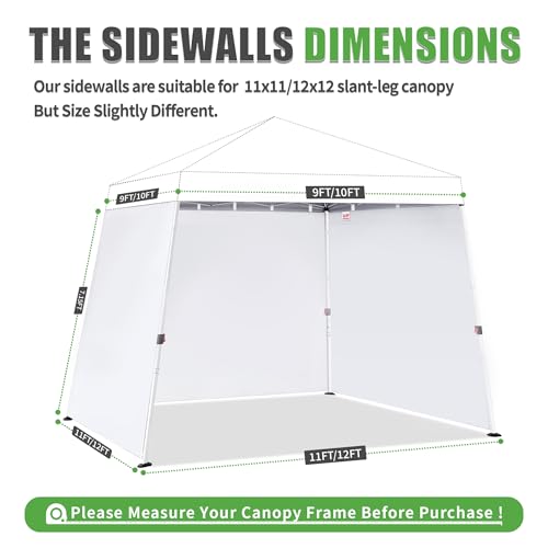 Canopy Sidewalls for 11x11,12x12 Slant Leg Pop Up Tent,3 Pack Sunwalls Only,(Beige) - color: Beige, size: 12X12
