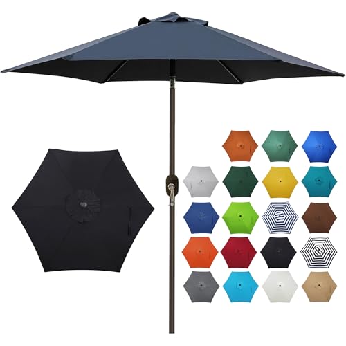 Blissun 7.5 ft Patio Umbrella, Yard Umbrella, Outdoor Market Umbrella with Push Button Tilt Crank (Black) - color: Black
