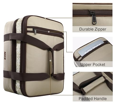 MIER Insulated Double Casserole Carrier Bag Thermal Lunch Tote for Lasagna Lugger, Potluck Parties, Picnic, Beach, Fits 9 x 13 Inches Baking Dish, Casserole Dish, Expandable by Mid Zipper, Khaki - color: Khaki