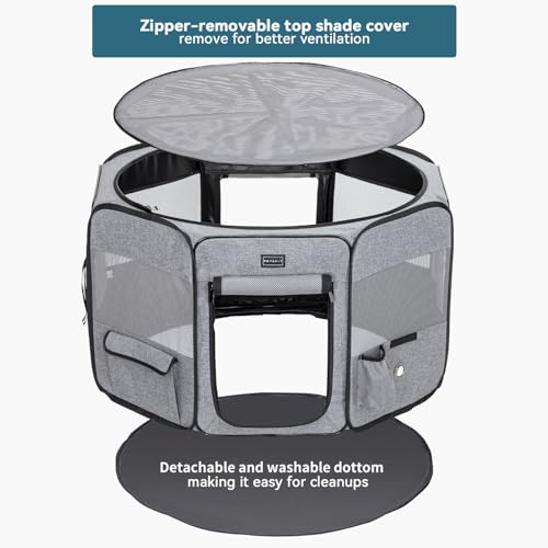 Petsfit Portable Dog Playpen 36" Portable Pet Play Pens for Small Medium Dogs, Cat Playpen Indoor/Outdoor with Carring Case, Removable Zipper Top and Bottom,Medium (36"x36"x21")