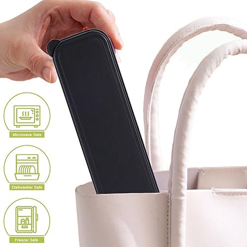 Reusable Travel Utensils Set with Case, 4 Sets Wheat Straw Portable Plastic Fork Spoons Knife Cutlery, Camping Eco-Friendly BPA Free Tableware for Kids Adults Work Picnic or Daily Use (Black) - color: Black