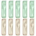 10 Set Reusable Travel Utensils Set with Case,Wheat Straw Travel Cutlery Set Portable Knife Fork Spoons Tableware Picnic Silverware for Party, Picnic, Camping, Kitchen, Camping-Beige&Green - color: Beige&Green