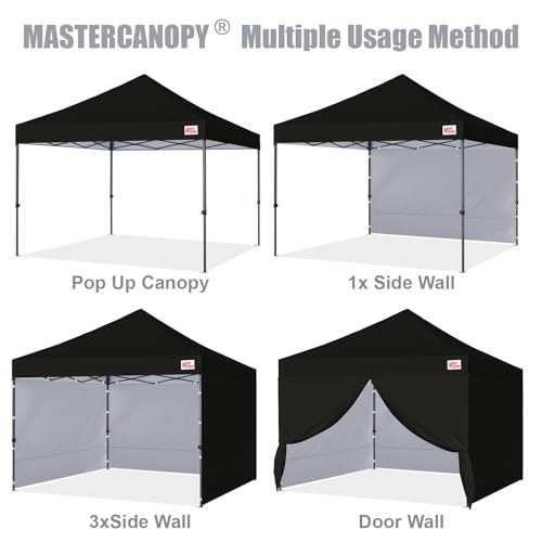MASTERCANOPY Heavy Duty Pop-up Canopy Tent with Sidewalls (8x8,Black) - color: Black, size: 8x8