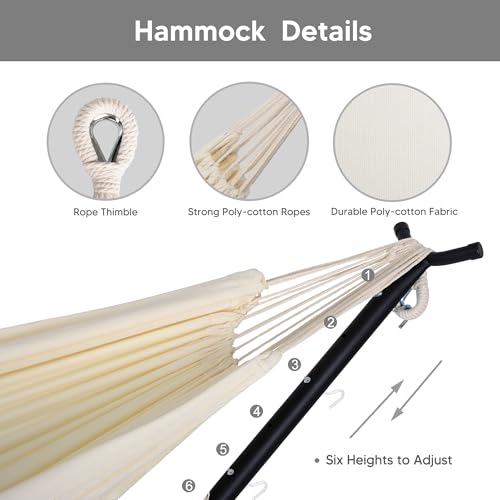 SUNCREAT 2-in-1 Hammocks Convertible Portable Double Hammock with Stand, Outdoor Hammock with Stand Included, Patented, Natural - color: A-natural