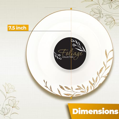 PLASTICPRO 32 Pack Elegant Disposable Plastic Bowls Includes 32 Soup or Salad Bowls Heavy Duty Fancy Party Bowls White & Gold Flower Design - color: White & Gold Flower Design Bowls