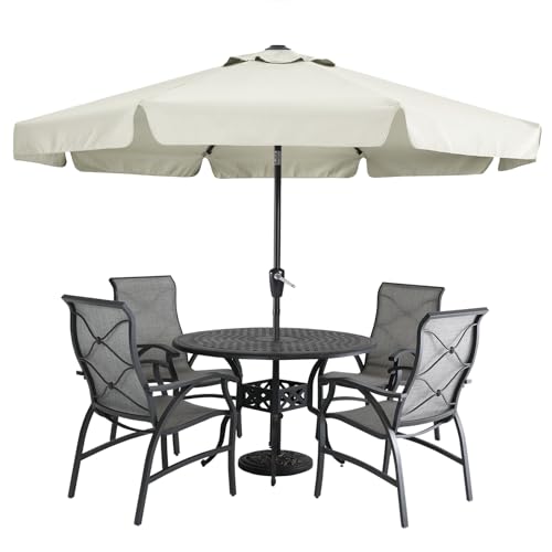 MASTERCANOPY Valance Patio Umbrella for Outdoor Table Market -8 Ribs (9ft, Light Beige) - color: Light Beige, size: 9FT