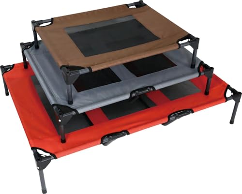 35 Inch Elevated Dog Bed with Canopy, Waterproof & Breathable Medium Cooling Dog Bed with Removable Shade Tent for Camping, Beach, Backyard, Grey