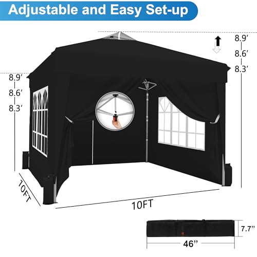 SANWAY 10x10 Pop Up Canopy Tent with Sidewalls x 4 – Easy Setup Canopy Tent, Waterproof, UV-Resistant, Portable with Carry Bag for Outdoor Events, Camping, and Backyard Parties – Black - color: Grey (Canopy with 4 Sidewalls)
