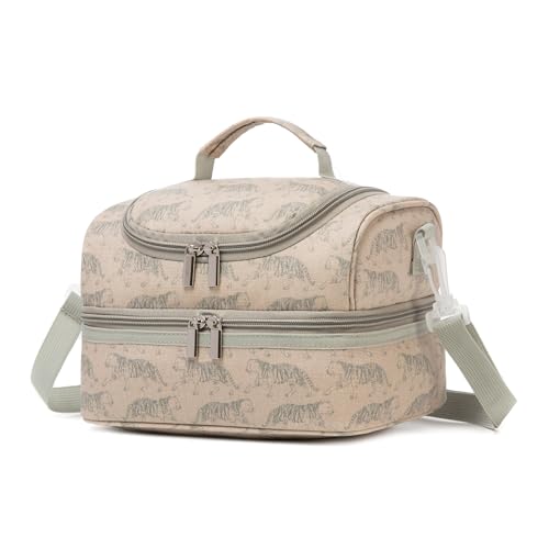 Insulated Kids Dual Compartment Lunch Bags Tote for Girls Boys Toddler Lunch Boxes Pre-School Toddler Kindergarten Picnic Camp Food Cooler Thermal with Strap (Z Tiger) - color: Z Tiger