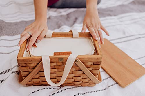 Picnic TIME Poppy Personal Picnic Basket - Insulated Lunch Bag - Retro Lunch Box, (Beige)