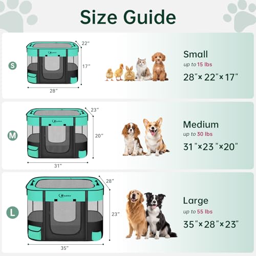 Dog Playpen,Cat Pet Puppy Pen,Portable Playpens for Dogs Indoor Outdoor Travel Camping Use,Foldable Dog Kennel Tent Crate for Rabbit Small Animals with Carrying Case (Green, Small) - color: Green, size: Small