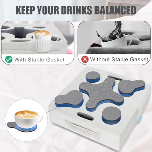 Couch Cup Holder-Sofa Cup Holder Pillow Tray Caddy Cupholder Hearted for Bed, Rv, Tv, Car, Man Cave, Backseat for Remote, Drinks, Snacks (Square-Silver Grey) - color: SilverGrey