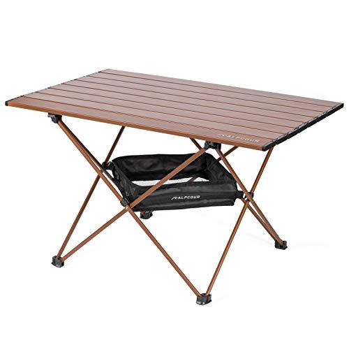 Alpcour Portable Camping Table – Lightweight, Compact Folding Side Table in a Bag with Aluminum Top & Heavy Duty Hinge for Easy Travel & Storage – Great for Outdoor BBQ, Backpacking, Tailgate & More - size: Large