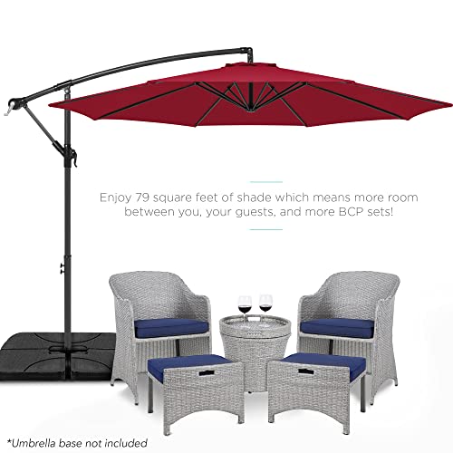 Best Choice Products 10ft Offset Cantilever Hanging Market Patio Umbrella, 8 Sturdy Ribs, Easy Adjustment - Burgundy - color: Burgundy, size: Offset