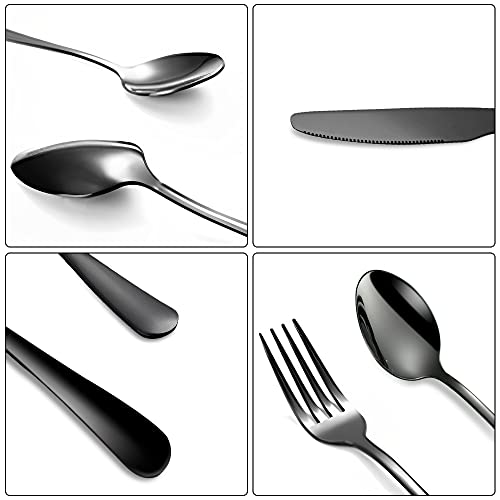 Portable Utensils Set with Case,Reusable Office Flatware Set,Healthy Travel Cutlery Set Stainless Steel 2 Fork, 2 Spoon,2 Knife Cutlery Ideal for Travel, Lunch Box and Camping (Black 3 PCs-2 Sets) - color: Black - 3 PCs - 2 Sets