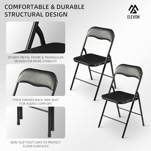 Elevon Folding Table Set with 6 Black Folding Chairs,6 Feet Heavy Duty Fold-in-Half Utility Table Sets for Picnic, Event, Training, Outdoor Activities, at Home and Commercial Use - size: 6 feet, style: With 6 Black Chair