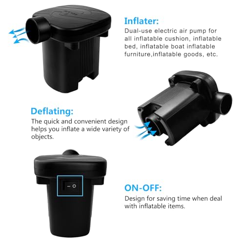 Newpol Inflatable Bed Pump, Electric Air Pump with Free Swimming Ring for Air Mattress Beds, Inflatable Swimming Pools, Swimming Rings - size: 12V car plug