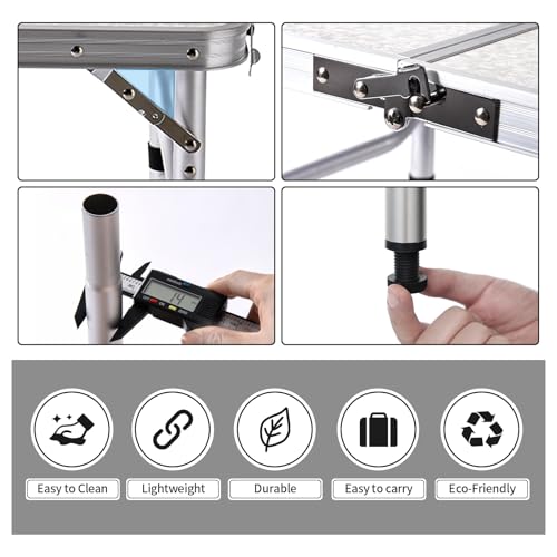 Yriuat Folding Camping Table 3ft Portable Pinic Table Adjustable Height Small Card Table Aluminum Foldable Lightweight with Carry Handle for Outdoor Indoor Hiking Camp BBQ Beach - color: Sage Gray, size: 35"l X 16"w X 27"h