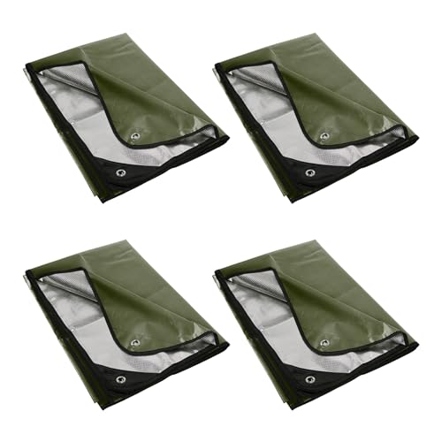 RedSwing 4 Pack Heavy Duty Waterproof Emergency Thermal Tarp, Insulated Survival Blanket for Outdoor Camping, Hiking, and Emergency Shelter, Green - color: Green 83''x59'', 4 Packs