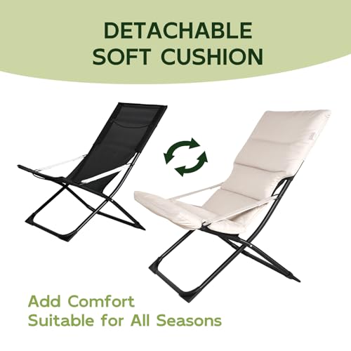 Abba Patio Outdoor Chaise Lounge Chair,Reclining Folding Patio Camping Chair with Separate Footrest,Adjustable Chaise Lounges for Outside,Poolside Beach Lawn Indoor,Beige - color: Beige
