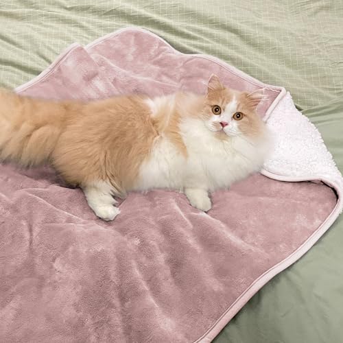 Waterproof Blanket for Bed Couch Sofa, Soft Liquid Pee Proof Pet Blanket for Dog Puppy Cat, Reversible Sherpa Fleece Furniture Protector (Dusty Pink, 30x40 inches) - color: Dusty Pink, size: 30x40 inches