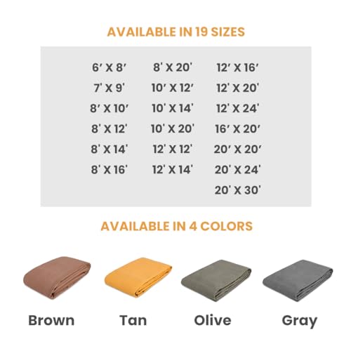 WHITEDUCK Canvas Tarp 18 oz. Heavy Duty Waterproof UV Resistant, Rustproof Grommets, Industrial & Commercial Use Cloth Tarp (Cut Size: 20'x20', Finished Size: 19'6"x19'6", Olive Drab) - color: Olive, size: 20' x 20'