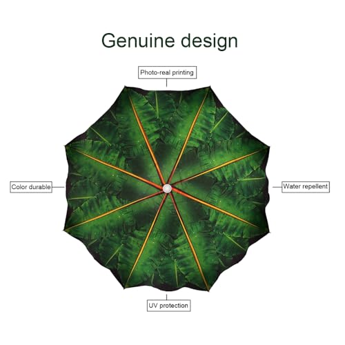 Beach Umbrella with Sand Anchor & Carry Bag, 6.5 Foot Patio Outdoor Umbrella with Wind Vent Canopy and Push Button Tilt, Ideal for Travel Garden Lawn, UPF 50+ (Banana Leaf)
