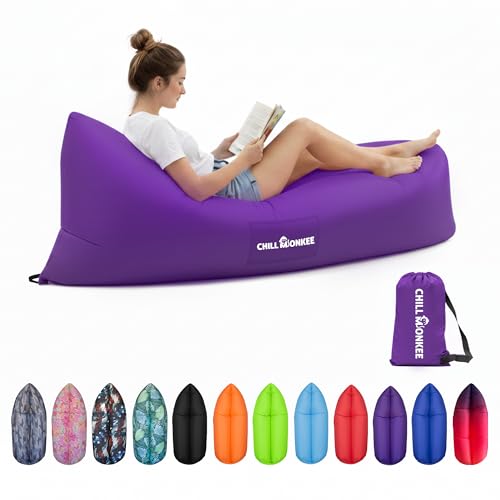 Portable Inflatable Lounger for Beach & Camping – Self-Inflating Air Couch, Beach Sofa, and Outdoor Lounge Chair for Relaxation and Comfort - color: Purple
