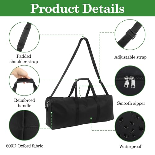Klmnop Ladder Toss Game Set Replacement Bag - 600D Oxford Portable Carrying Case with Padded Shoulder Strap & Handle, Storage Organizer for Ladder Ball Game Sets, Foldable Travel Duffle Bag (Black)