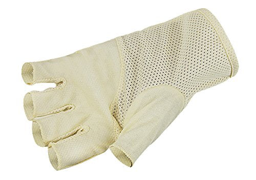 Lightweight Summer Fingerless Gloves Men Women UV Sun Protection Driving Cotton Gloves Nonslip Touchscreen Mittens - color: Beige
