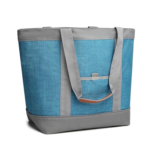 Insulated Cooler Bag Reusable Grocery Tote Bags Transport Large Lunch Box for Women - color: Sky Blue