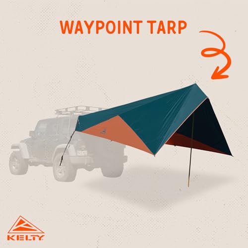 Kelty Waypoint Tarp, Reflecting Pond/Gingerbread, Semi-Universal Vehicle Mounting System, Enhanced Protection from The Elements, Single-Pole Design, Shark-Mouth Carry Bag for Easy Transport, & More - color: Pond/Gingerbread