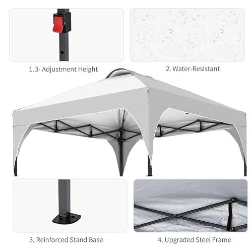GDY 10x10 Easy Set Up Camping Canopy, Pop Up Tent with 4 Piece Sidewalls, Easy Up Canopy for Events, Parties, Gatherings, Camping, White. - color: White, size: 10x10