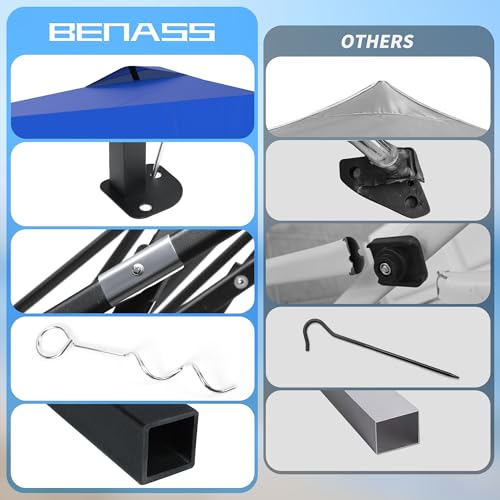 10x10 Pop Up Canopy Tent with Sidewalls, Easy Up, Heavy Duty, Blue, Perfect for Parties, Camping, Events & Vendor - color: Blue, size: 10x10