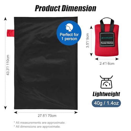 Odoland Beach Blanket Picnic Blanket, 43.3" x 27.5" SandProof Waterproof Outdoor Pocket Blanket with Portable Bag, Foldable Lightweight Sand Free Beach Mat for 1 People Hiking, Camping, Travel, Black - color: Black, size: 27.5" x 43.3"(1 People)