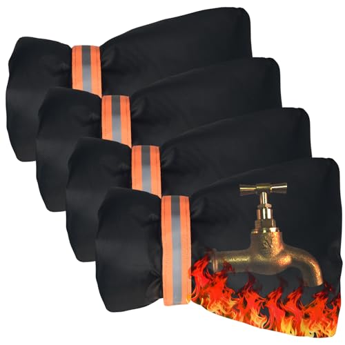 Outdoor Winter Faucet Hose bib Wall Taps Ouside Covers - 8.3”H x 6.7”W, Waterproof & Frost-Free for Winter Freeze Protection, Black, Gray (Black 4pcs) - color: Black, size: 4 Pieces
