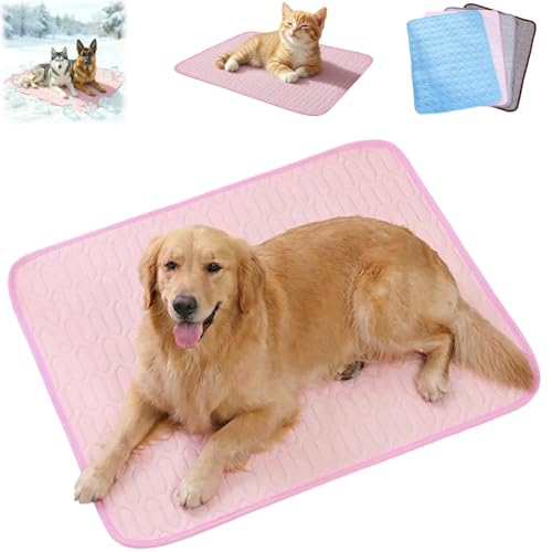 HISKI Dog Cooling Mat, Cool Gel Mat with Long-Lasting Cool, Waterproof Fabric Portable Cooling Pad for Pets, Summer Dog Cooling Mat, Portable and Easy to Clean (Color A, X-Large) - color: Color A, size: X-Large