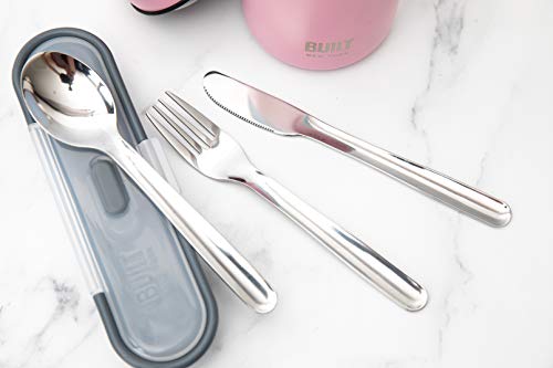 Built Travel Cutlery Set in Case, 18/8 Stainless Steel Spoon, Knife and Fork, 20 x 6 x 3cm, Silver