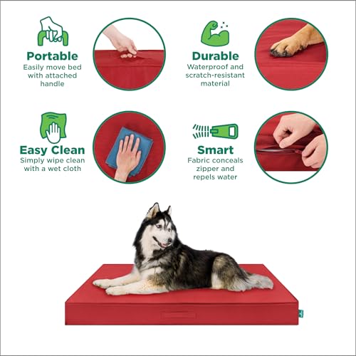 Grid Indoor-Outdoor Deluxe Mattress Pet Bed, Red, JumboPlus - color: Red, size: JumboPlus