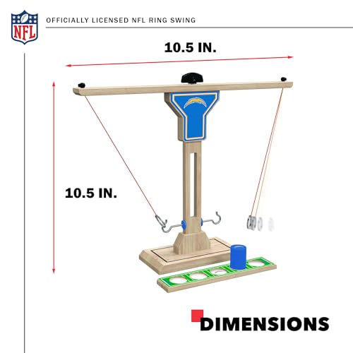 Wild Sports NFL Los Angeles Chargers Wooden Ring Swing Battle - Head-to-Head Ring Toss Hook & Ring Game for NFL Fans