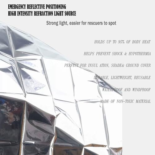 4-Pack Mylar Emergency Thermal Blankets - Waterproof Windproof Survival Gear for Camping, Hiking & Marathons - Retains 95% Body Heat, Tear-Resistant, Reusable Space Blanket (82.7"x63" & 82.7"x51.2")