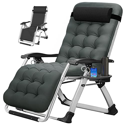 MOPHOTO Zero Gravity Chair, Outdoor Padded Lounge Chair with Side Table, Reclining Chair, Sturdy & Comfortable, Supports up to 440lbs - color: Deep Gray, style: Zero Gravity Chair