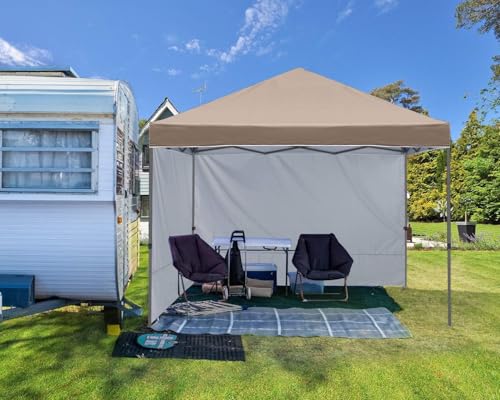 ABCCANOPY Easy Pop up Canopy Tent with 2 Sidewalls for Outdoor Sun Blocking or Rain Protection,8x8, Khaki - color: Khaki, size: 10x10