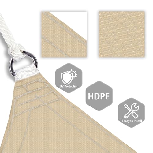 Patio Paradise 3' x 3' x 3' Sun Shade Sail Triangle Canopy Shade Cloth Fabric Sunlight Block Patio Pergola Cover HDPE Deck Awning for Outdoor Backyard Roof Shading, Sand - color: Sand, size: 3' x 3' x 3'