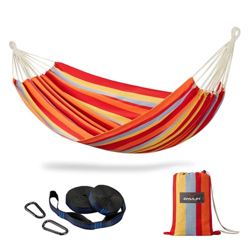 CHULIM Brazilian Double Hammock with Tree Straps,Extra Large 94x63IN,2 Persons Hammock for Backyard Patio Outdoor and Indoor,450lbs Weight Capacity,Soft Woven Cotton Fabric - Summer Fruit - color: Summer Fruit