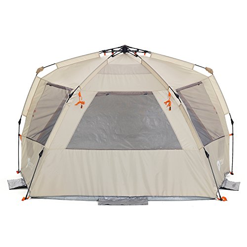 Easthills Outdoors Instant Shader Deluxe XL Beach Tent Easy Up 99" Wide for 4-6 Person Sun Shelter - Extended Zippered Porch Included Beige - color: Instant Shader Deluxe - Beige