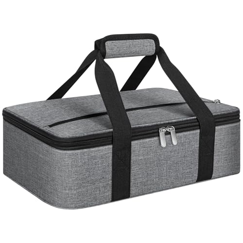 Insulated Casserole Carrier, Portable Casserole Carrier for Hot or Cold Food Lunch Tote Warmer or Cooler Bag, Lasagna Lunch Bag for Potluck Parties- Fits 9" x 13" Baking Dish-Charcoal Grey - color: Charcoal Grey, size: 16x10x4 in