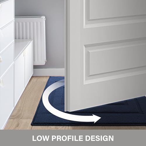 GRANNY SAYS Front Door Mat Outside Entrance, Welcome Matt Indoor Non-Slip, Door Mats for Outdoor, Entryway Front Porch Matt Low Profile Resist Dirt Easy to Clean, 32" x 20", Deep Blue - color: A-deep Blue, size: 1'8" x 2'8" (Rectangular)
